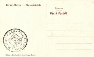 Marosvásárhely, Ferdinand tér, Révész könyvesbolt / bookshop, 'vissza' So. Stpl