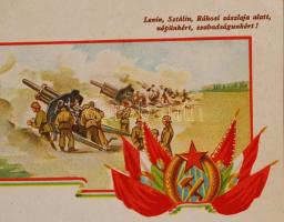 cca 1950 Lenin, Sztálin, Rékosi zászlója alatt, népünkért, szabadságunkért! Harci röplap