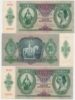 1936. 10P (3x) egymáshoz közeli és egyugrású sorszámmal + 1945. 1.000.000P + 1945. 10.000P T:vegyes