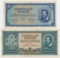 1936. 10P (3x) egymáshoz közeli és egyugrású sorszámmal + 1945. 1.000.000P + 1945. 10.000P T:vegyes