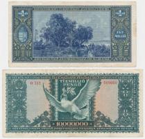 1936. 10P (3x) egymáshoz közeli és egyugrású sorszámmal + 1945. 1.000.000P + 1945. 10.000P T:vegyes