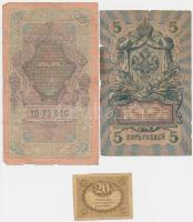 Oroszország 1912-1917. 5R + 10R szign.: Shipov + 1917. 20R T:III,IV
Russia 1912-1927. 5 Rubles + 10 ...