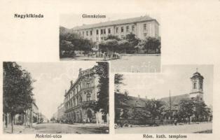 Nagykikinda, Gimnázium, Mokrini utca, Katolikus templom / grammar school, street, church