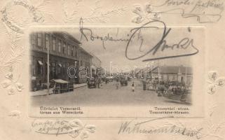 Versec, Temesvári utca / street, floral Emb.