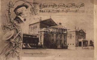 München, Prinzregententheater, Richard Wagner, floral, sheet music (EK)