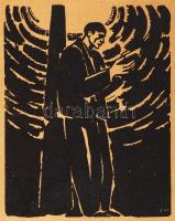 Frans Masereel (1889-1972):Olvasó férfi. Ofszet, papír, jelzett a nyomaton, 13×10 cm