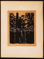 Frans Masereel (1889-1972):Olvasó férfi. Ofszet, papír, jelzett a nyomaton, 13×10 cm