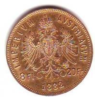 Ausztria 1882. 8Fl/20Fr Au 6,45g T:2
