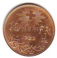 Svájc 1922. 10Fr Au 3,22g T:2