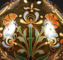 Giergl Henrik Budapest, dugós kis kiöntő, zománc festéssel, kopott, réz lábakon, jelzett, m:17 cm