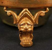 Giergl Henrik Budapest, dugós kis kiöntő, zománc festéssel, kopott, réz lábakon, jelzett, m:17 cm