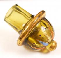 Giergl Henrik Budapest, dugós kis kiöntő, zománc festéssel, kopott, réz lábakon, jelzett, m:17 cm