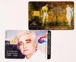 2003 In memoriam Szász Endre telefonkártyák a művész portréjával és az Ádám és Éva című képével, 2 db