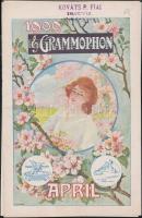 Grammophon 1909 April litho lemezreklám, benne Szirmai Albert fotójával