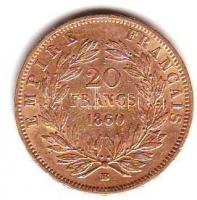 Franciaország/II.Császárság/III.Napóleon 1860BB 20Fr Au 6,45g T:2