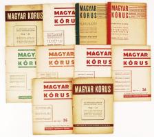 1933-1944 Magyar Kórus folyóirat 10 db száma, kissé kopottas állapotban