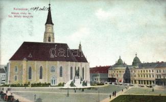 Kolozsvár, Mátyás király tér, Szent Mihály templom / square, church