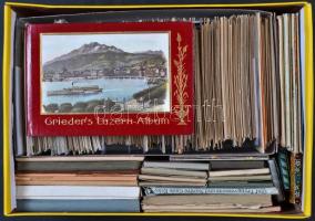 Gazdag háború előtti vegyes városképes lap és leporello gyűjtemény egy nagy cipősdobozban - kb. 900-...