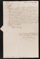 1841 Buda, Magyar Helytartótanács által küldött latin nyelvű Ex offo levél Pozsonyba szárazpecséttel