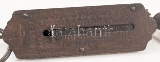 Régi kézi húzós mérleg, fém, 12 kg-ig