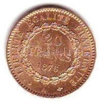 Franciaország/Modern Köztársaság 1876A 20Fr Au 6,45g T:2