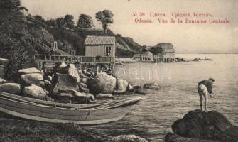 Odessa, Vue de la Fontaine Centrale, port, boats, fishermen (fl)