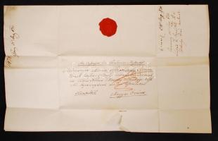 1830 Pozsony, Az Országos Királyi Főlovászmestertől Mosonmagyaróvárra küldött levél viaszpecséttel