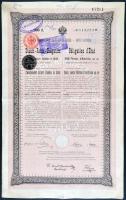 Ausztria / Bécs 1876. Állami Nyugdíjkötvény 200G-ről bélyegzésekkel T:III Austria / Vienna 1876. State Pension Obligation (Staats-Rente-Obligatino) about 200 Gulden, stamped C:F