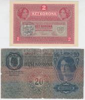1912. 100K (2x) az egyik "MAGYARORSZÁG" piros körbélyegzővel, a másik kék felülbélyegzésse...