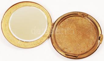 Réz púdertartó, belsejében kis tükörrel, d: 8 cm