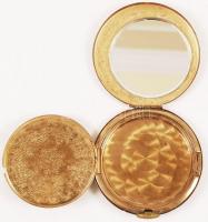 Réz púdertartó, belsejében kis tükörrel, d: 8 cm