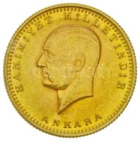 Törökország 1923/43. 100K Au "Mustafa Kemal Ataturk" (7.21g/0.917) T:1- Turkey 1923/43. 100 Kurush Au "Mustafa Kemal Ataturk" (7.21g/0.917) C:AU Krause KM# 855