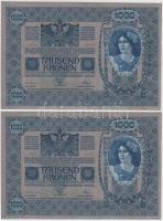 1902. 1000K "Deutschösterreich" (2x) sorszámkövetőek T:I,I- (apró szamárfül)
Adamo K35B