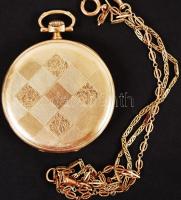 IWC Schaffhausen másodperc mutatós zsebóra Au 14K 2 db arany (Au) óralánccal (6 és 4,7 g), működik, ...