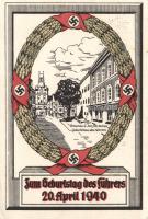 1940 Zum Geburtstag des Führers / Adolf Hitler birthday anniversary postcard, Braunau am Inn, NS Propaganda, So.Stpl (EK)