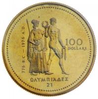 Kanada 1976. 100$ Au "Montreal Olimpia" eredeti bontatlan csomagolásban és tanúsítvánnyal ...