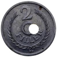1950. 2f látványosan elcsúszott lyukasztási verethibával! T:2 Hungary 1950. 2 Fillér with showy striking error C:XF Adamo F1.1