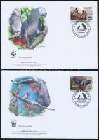 WWF: Grey parrot set on 4 FDC WWF: Szürke papagáj sor 4 db FDC-n