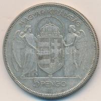 1930. 5P Ag "Horthy-jobbra" T:3 Adamo P8