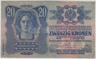 1913. 20K II. kiadás, felülbélyegzés nélkül T:II (hajtatlan, szakadás)
Adamo K18