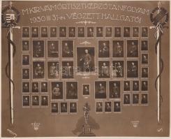 1930 Magyar Királyi Vámőrtisztképző tanfolyam végzett hallgatóinak tablóképe, 21x17 cm