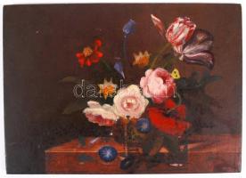 Jelzés nélkül: Virágcsendélet (2 db). Olaj, farost, 18x13 és 18x24 cm