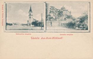 Kunszentmiklós, zsinagóga és református templom; Kalmár és Tichler kiadása