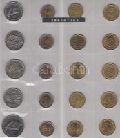 Argentina / Brazília / Vegyes fémpénz gyűjtemény albumba rendezve, közte Brazília 1869. 500R Ag, 188...