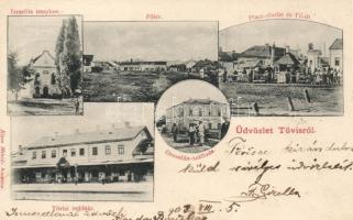 Tövis, Zsinagóga, vasútállomás; Klein Mihály kiadása / synagogue, railway station