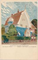 1904 Darmstadt, Ausstellung, Künstler Kolonie, das Blaue Haus / Expo, Olbrich's building, litho