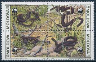 WWF: Snakes block of 4 + 4 FDC, 27 days earlier than the official release date, WWF: Kígyók négyestömb + 4 db FDC, a hivatalos megjelenéshez képest 27 nappal korábbi dátummal