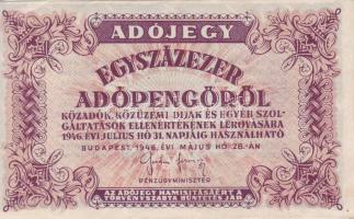 1946. 100.000Adóp. fehér, vízjel nélküli papír, "5600-as" rendeletszám T:I