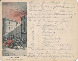 1898 London fire engine, minicard s: Jess G. (?) (11.5 × 9 cm)