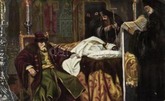 Ivan the Terrible meditating at the deathbed of his son s: Vyacheslav Grigorievich Schwarz (EB)